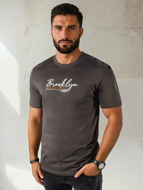 Koszulka męska z nadrukiem ciemnoszara Dstreet RX5404