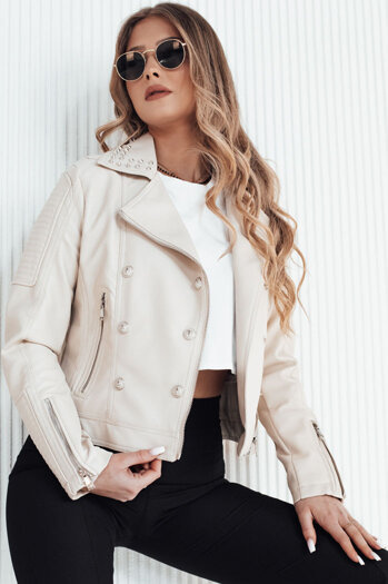 Kurtka skórzana damska ramoneska TRUCCO beżowa Dstreet TY4179