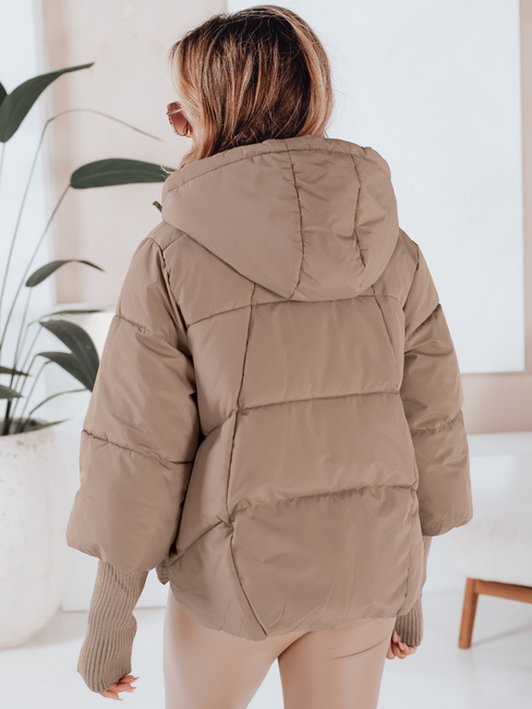 Kurtka damska zimowa MISSLAYER z kapturem ciemnobeżowa Dstreet TY5038
