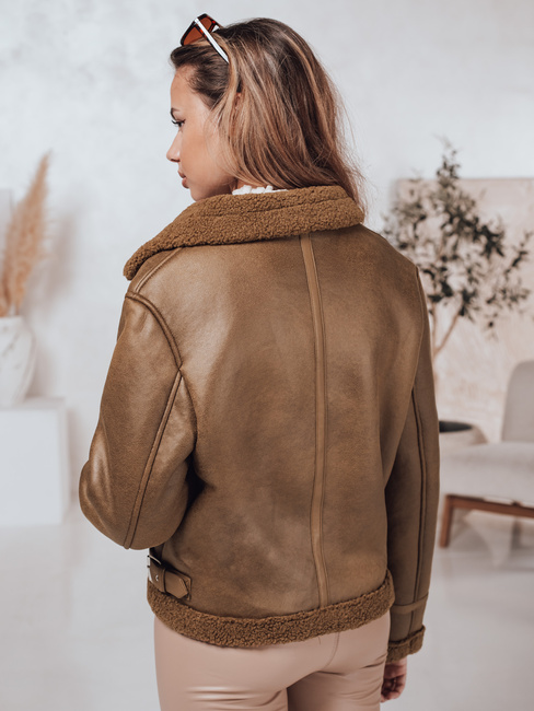 Kurtka damska SOFTSTILL zamszowa z kożuszkiem kamelowa Dstreet TY4747