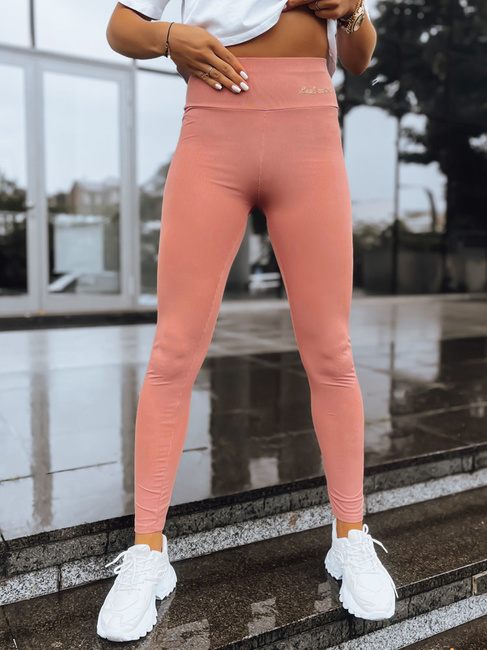 Prążkowane legginsy damskie LOOK AT ME beżowe Dstreet UY1573