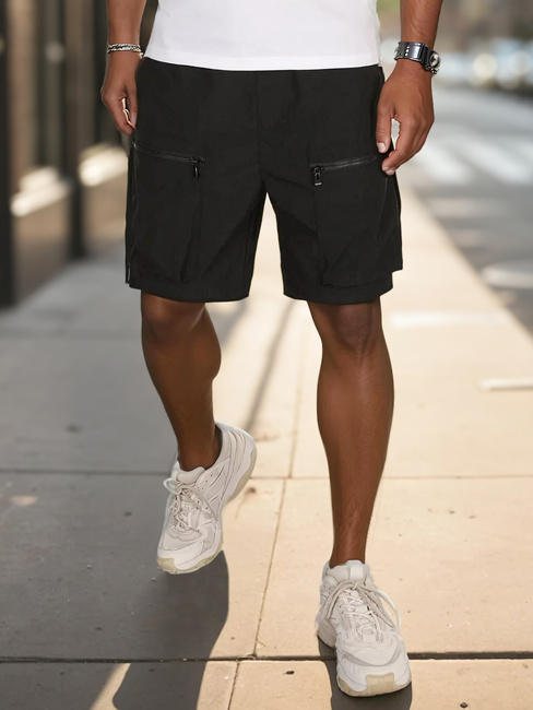 Spodenki męskie materiałowe bojówki czarne Dstreet SX2506