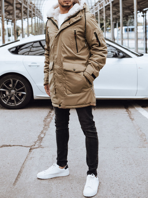 Kurtka zimowa męska ciemnobeżowa Dstreet TX4593