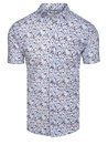 Koszula męska we wzory z krótkim rękawem biała Dstreet KX1075