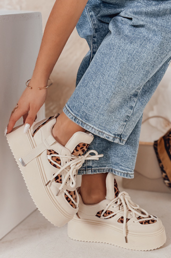 Sneakersy damskie na wysokiej platformie UPSOLE panterka Dstreet ZY0802