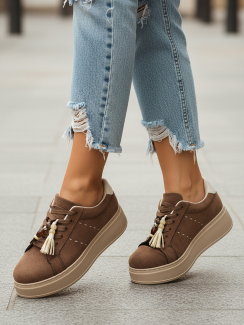 Sneakersy damskie brązowe Dstreet ZY1413