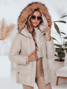 Kurtka zimowa damska LUMORE pikowana z kapturem jasnobeżowa Dstreet TY5012