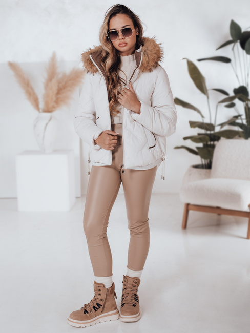 Kurtka damska zimowa COLDLIKE pikowana z kapturem biała Dstreet TY5002