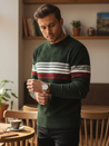 Sweter męski w paski zielony Dstreet WX2280