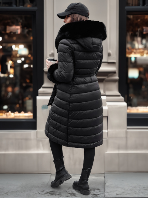 Kurtka damska pikowana długa ZAELEGANTE czarna Dstreet TY4779