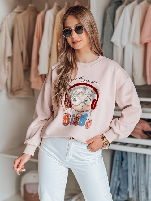 Bluza damska oversize z nadrukiem LALA VIBE różowa Dstreet BY1505