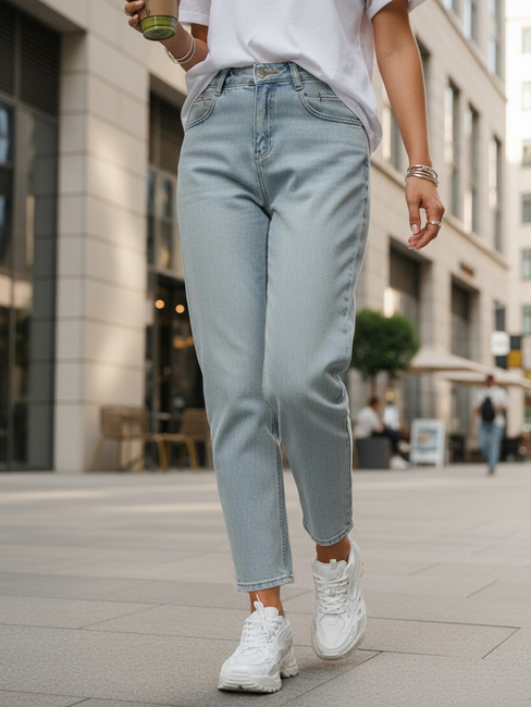 Spodnie damskie mom fi jasnoniebieskie Dstreet UY2858