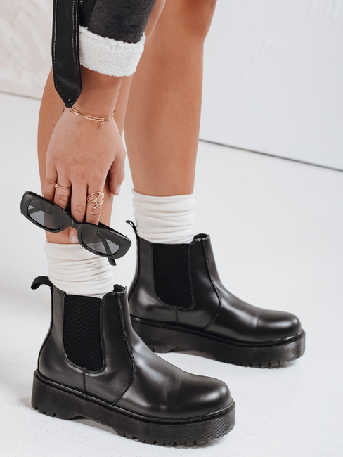 Botki damskie STEPBACK z wysoką podeszwą czarne Dstreet ZY0494