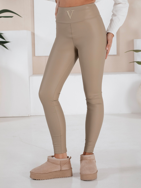 Spodnie damskie woskowane VALENTIS beżowe Dstreet UY1557