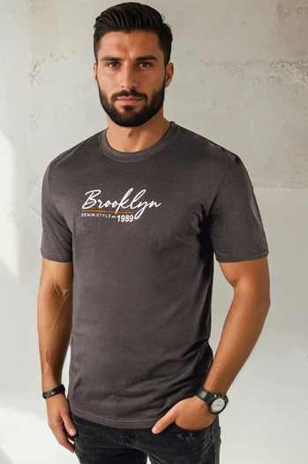 Koszulka męska z nadrukiem ciemnoszara Dstreet RX5404