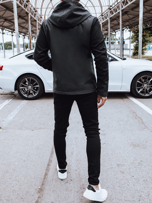 Softshellowa kurtka męska z kapturem szara Dstreet TX4465