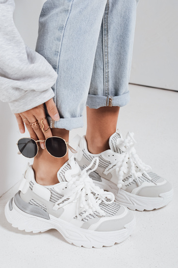 Sneakersy damskie na wysokiej platformie BEASTAR białe Dstreet ZY0830