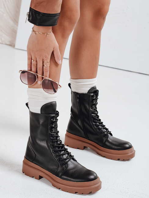 Botki damskie HARDSTEP wiązane czarne Dstreet ZY0531