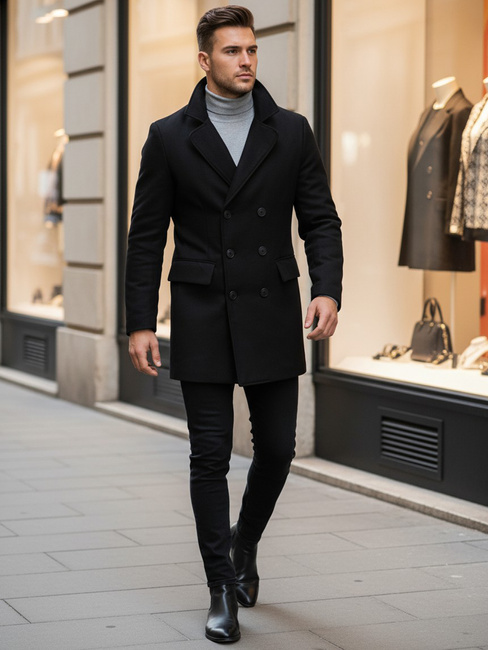 Płaszcz męski czarny Dstreet CX0434