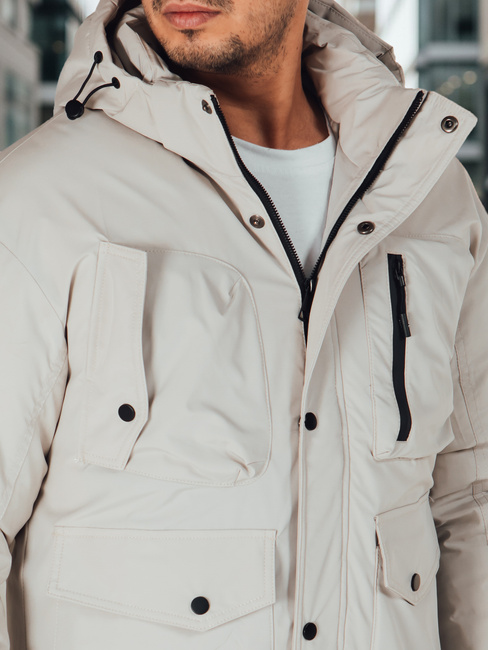 Kurtka męska zimowa z kapturem jasnobeżowa Dstreet TX5109