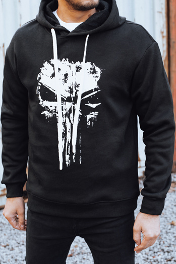 Bluza męska ocieplana z nadrukiem czarna Dstreet BX5927