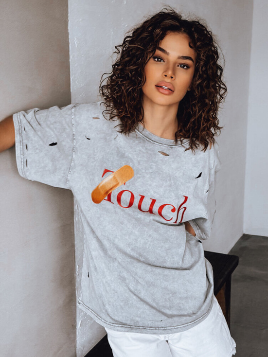 T-shirt damski TOUCH jasnoszary Dstreet RY2629