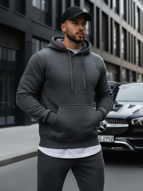 Bluza męska z kapturem antracytowa BX2085