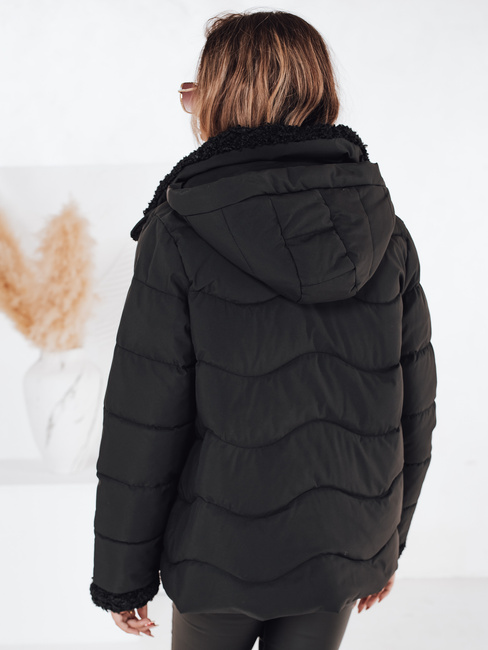 Kurtka damska zimowa WARMMISS pikowana z kapturem czarna Dstreet TY4921