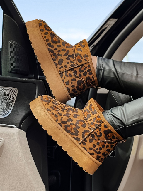 Śniegowce damskie na platformie panterka BRINETTO Dstreet ZY0572