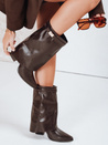Botki damskie z szeroką cholewką brązowe Dstreet ZY1108