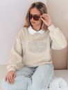 Bluza damska oversize z nadrukiem HAPIRES cappuccino Dstreet BY1483