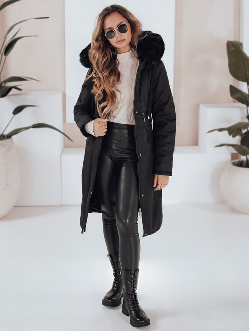Kurtka zimowa damska parka z futerkiem czarna Dstreet TY5111