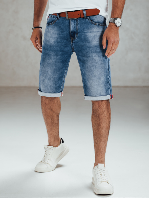 Spodenki męskie jeansowe niebieskie z paskiem Dstreet SX2558