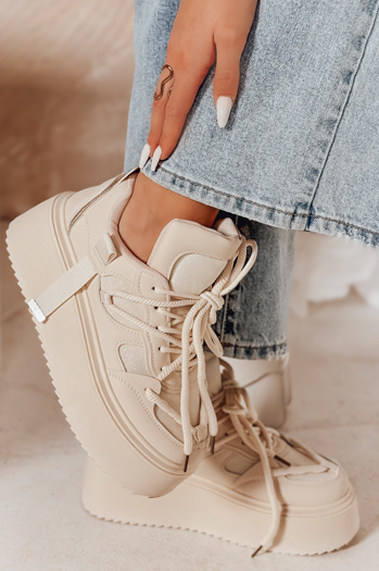 Sneakersy damskie na wysokiej platformie UPSOLE beżowe Dstreet ZY0845