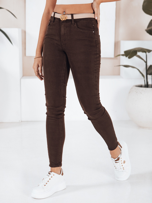 Jeansy damskie push up brązowe Dstreet UY2774