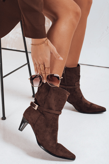 Botki damskie zamszowe brązowe Dstreet ZY1207