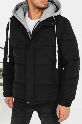 Kurtka męska zimowa pikowana z kapturem czarna Dstreet TX5104