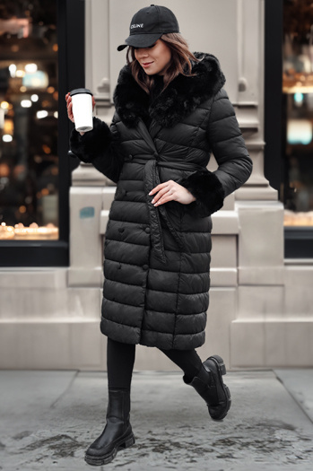 Kurtka damska pikowana długa ZAELEGANTE czarna Dstreet TY4779