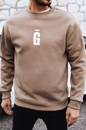 Bluza męska z nadrukiem kamelowa Dstreet BX5923