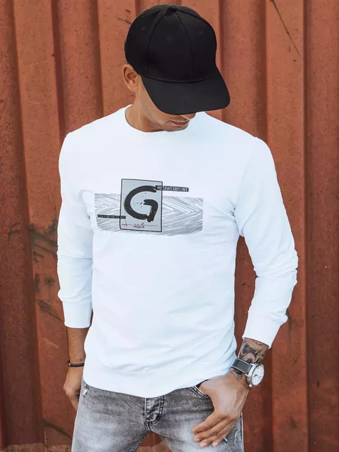 Bluza męska z nadrukiem biała Dstreet BX5370