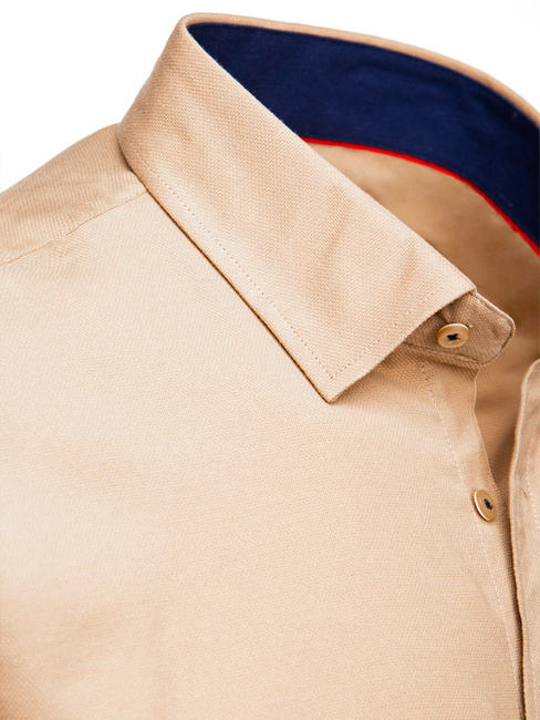 Koszula męska SLIM FIT elegancka gładka beżowa Dstreet DX2602