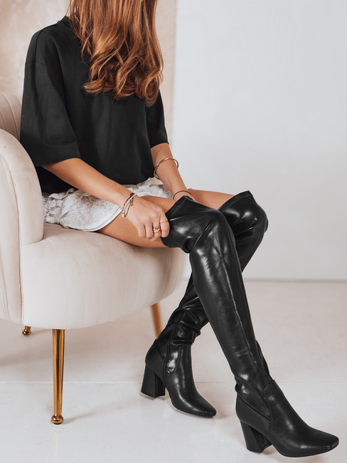 Kozaki damskie za kolano czarne Dstreet ZY1245