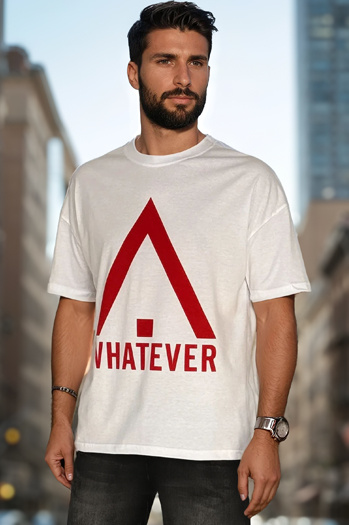 T-shirt męski z nadrukiem biały Dstreet RX5665