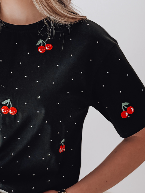T-shirt damski w wiśnie FRUTTIKA czarny Dstreet RY2891