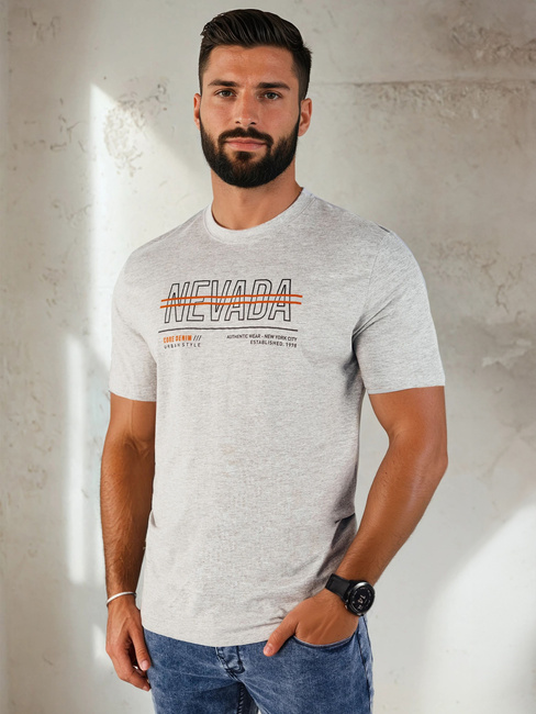 Koszulka męska z nadrukiem szara Dstreet RX5436