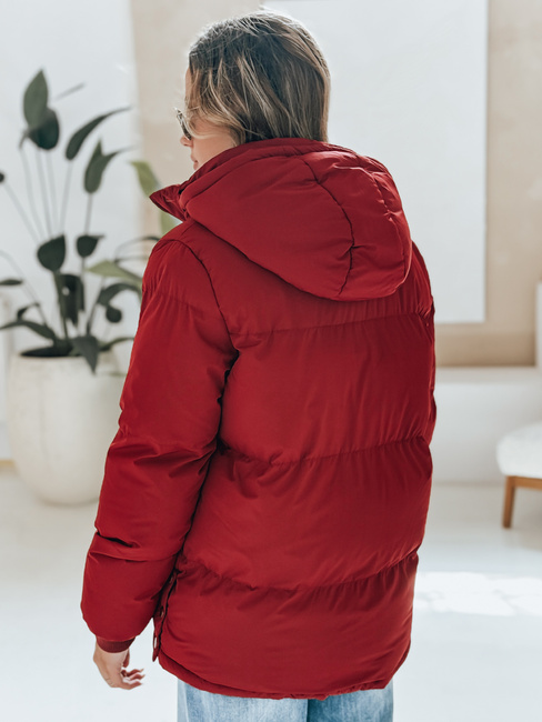Kurtka damska MISSFROST pikowana z kapturem bordowa Dstreet TY4960