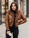 Kurtka skórzana damska z futerkiem SOFTREBEL brązowa Dstreet TY4761z