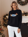 Damski sweter z aplikacją psa CHICPAWS czarny Dstreet MY2541z