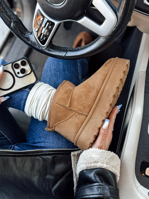 Śniegowce damskie na platformie kamelowe BRINETTO Dstreet ZY0549