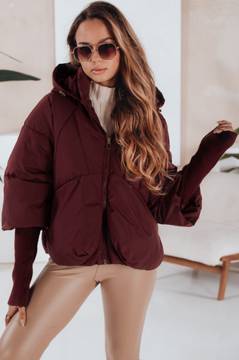 Kurtka damska zimowa MISSLAYER z kapturem burgundowa Dstreet TY5037